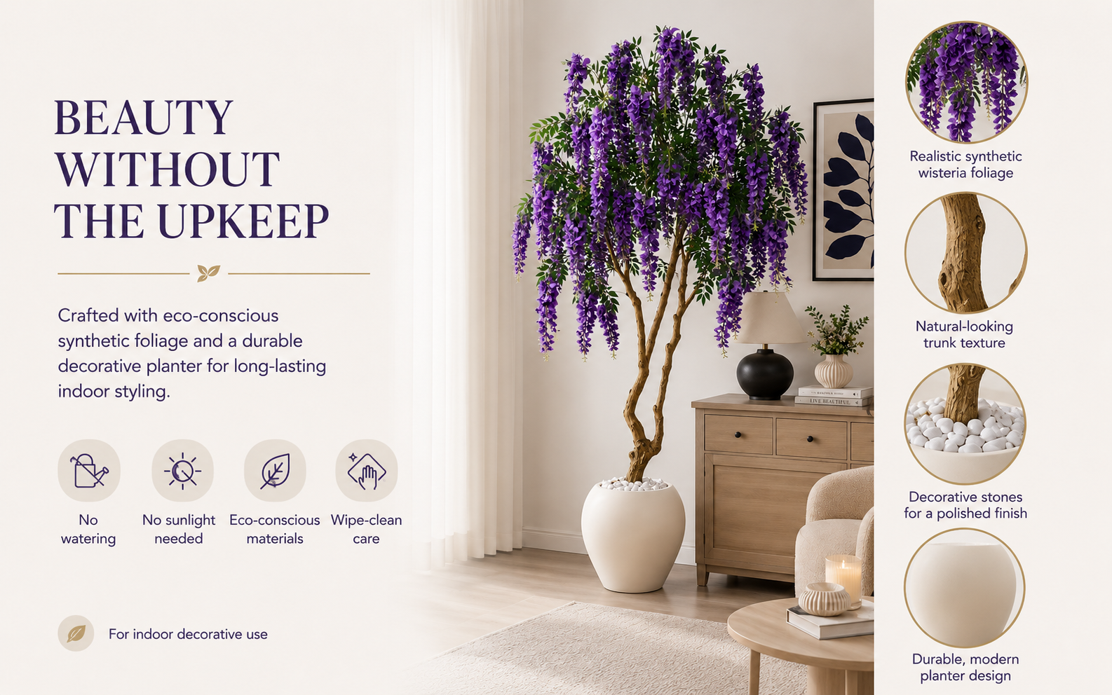 Artificial Wisteria Tree Easy Assembly