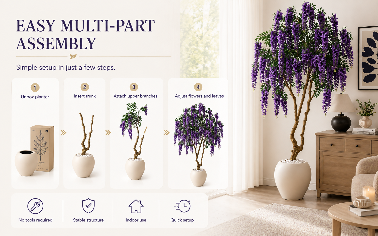 Artificial Wisteria Tree Packaging