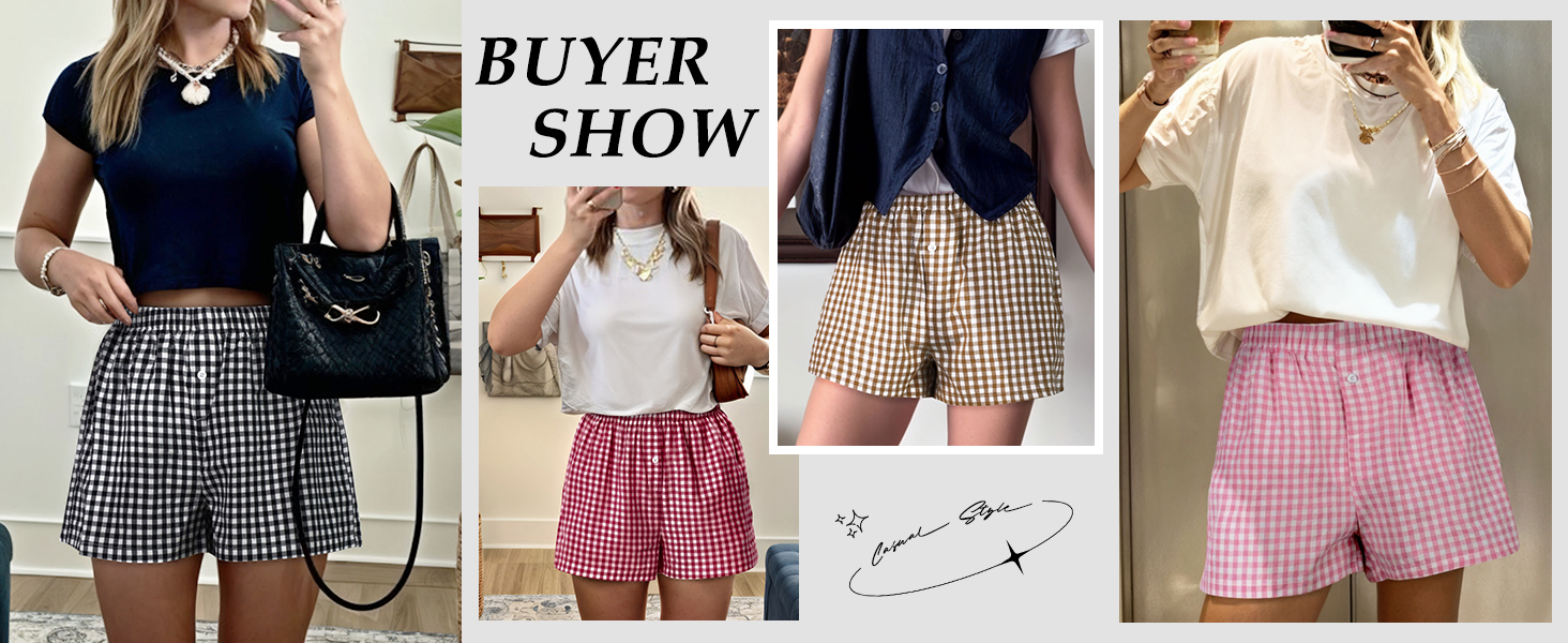 checkered shorts women