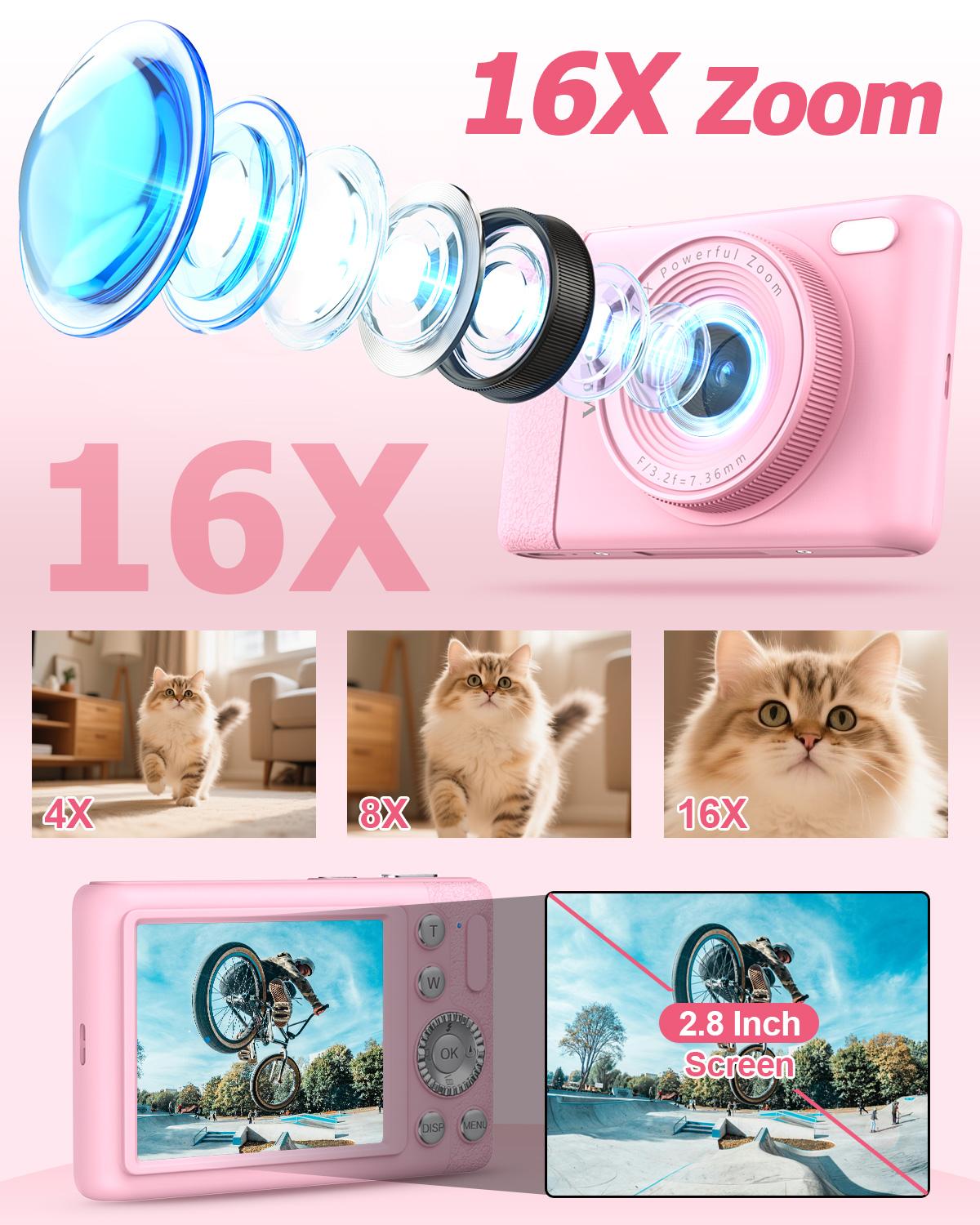 4K Digital Camera for Photography, Auto-Focus 64MP Vlogging Camera for Beginner with 2.4 inch 180° Flip Screen, 18X Digital Zoom Point and Shoot Camera with 32GB Micro SD Card, Perfect Gifts for Halloween and Thanksgiving
