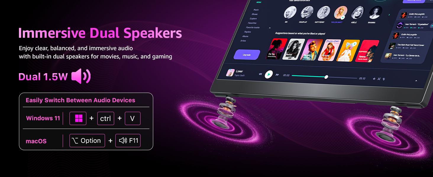 Built-in dual speakers