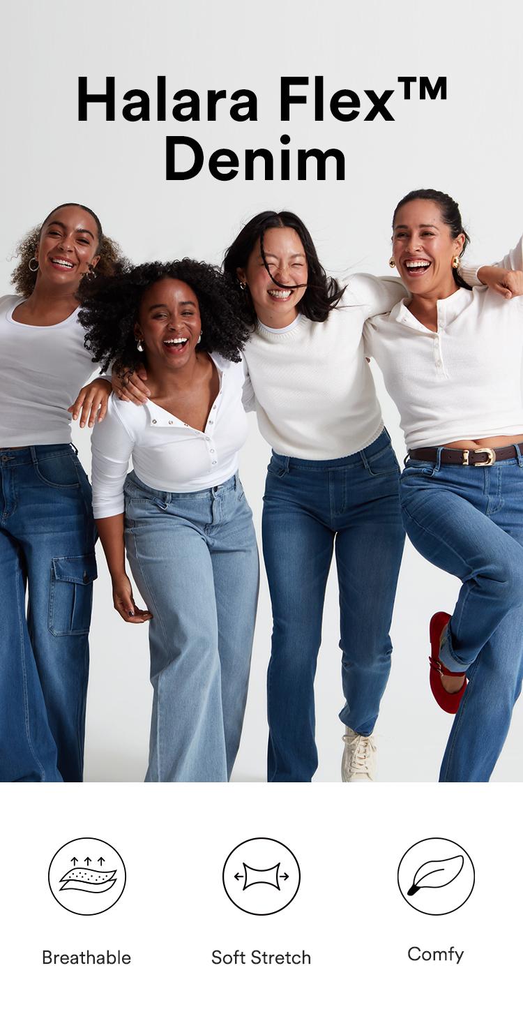 Halara Flex High Waisted Tummy Control Wide Leg Casual Jeans with Pockets #BackToSchool Halara Flex High Waisted Tummy Control Wide Leg Casual Jeans with Pockets #BackToSchool