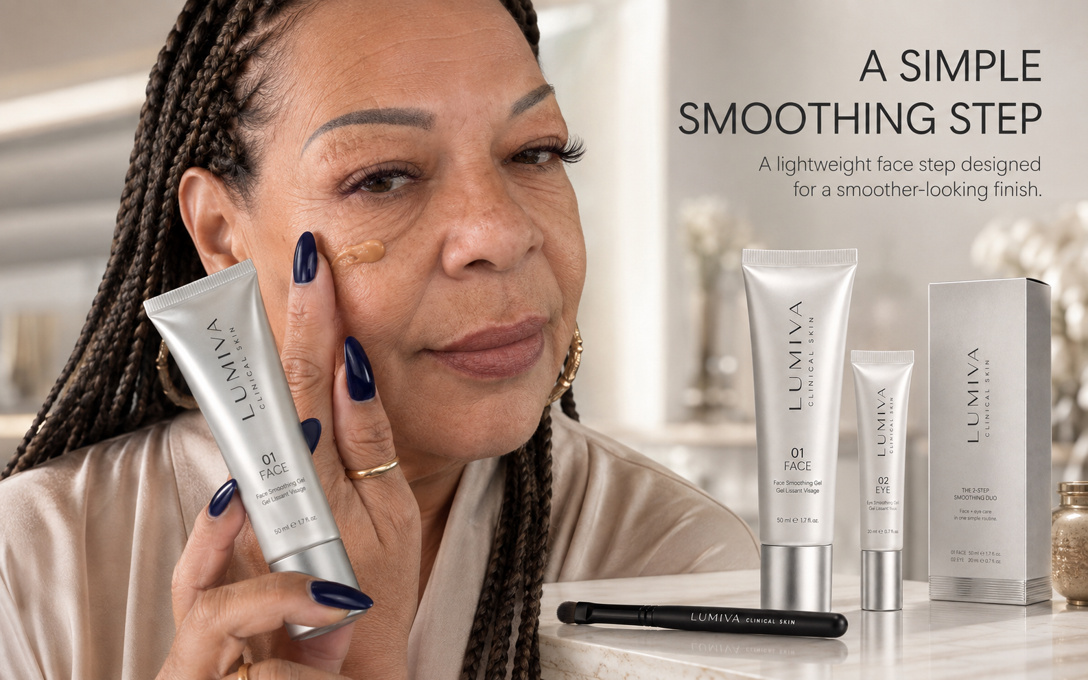 Face smoothing gel routine
