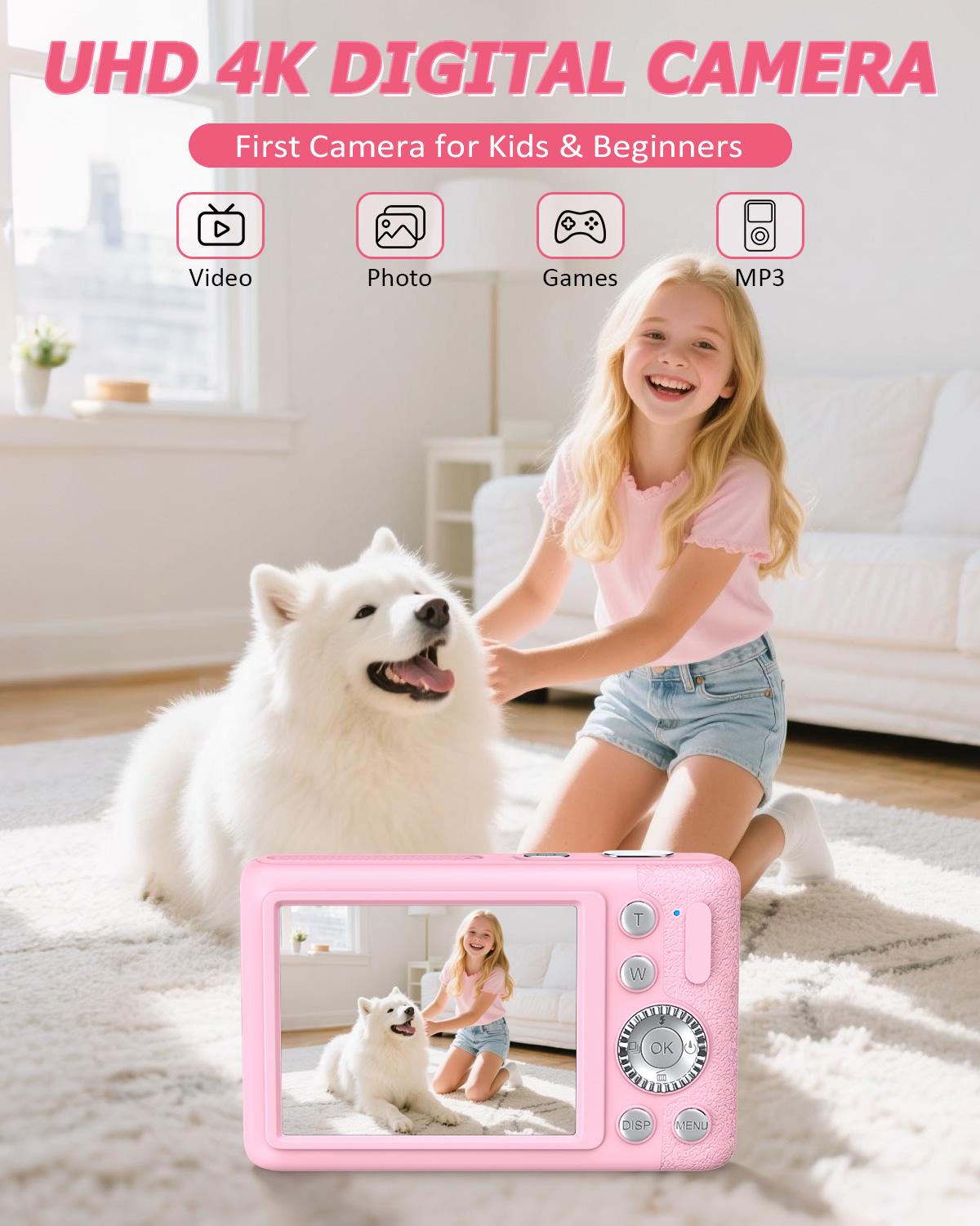 4K Digital Camera for Photography, Auto-Focus 64MP Vlogging Camera for Beginner with 2.4 inch 180° Flip Screen, 18X Digital Zoom Point and Shoot Camera with 32GB Micro SD Card, Perfect Gifts for Halloween and Thanksgiving