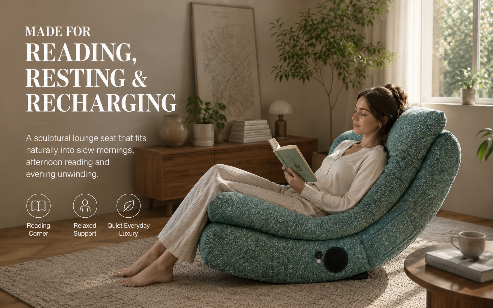 Curved lounge chair colour options