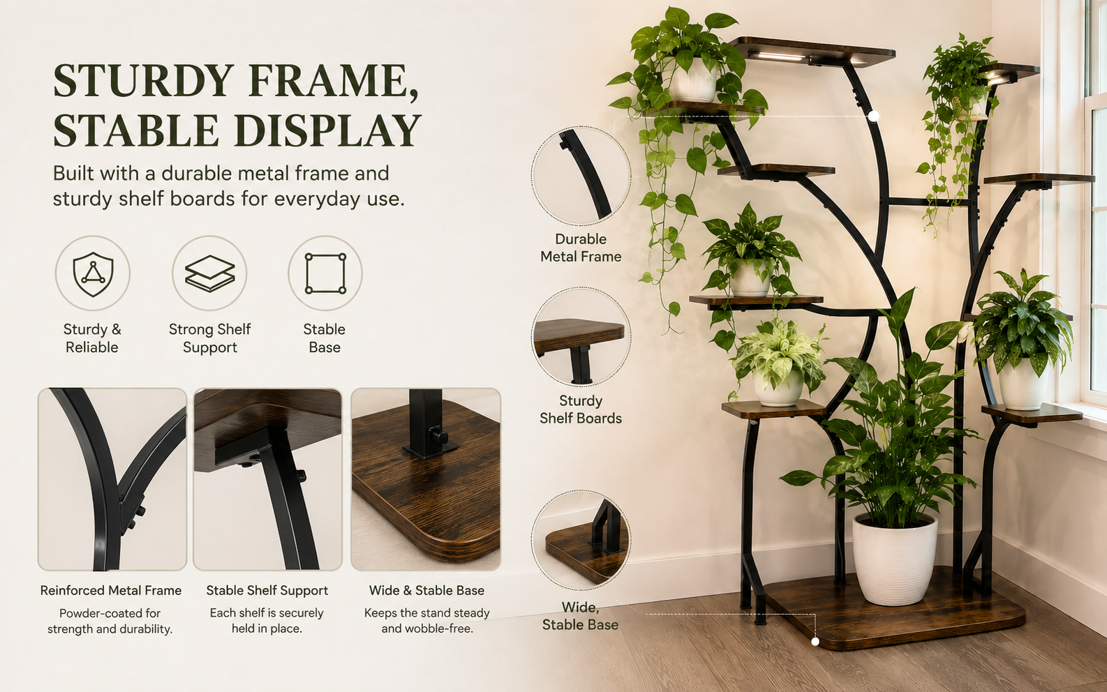 Sturdy Metal Frame Plant Stand