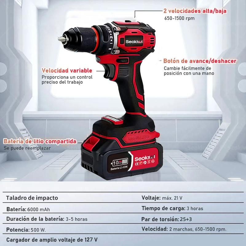 Kit de herramientas eléctricas- Taladro atornillador y llave de impacto , hogar y reparaciones, incluye estuche