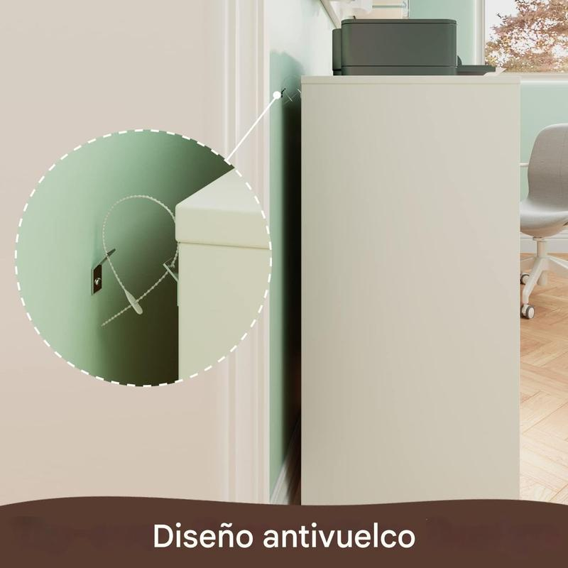 Cónomda de Madera con 7 Cajones Organizador de Ropa y Archivero Móvil, Cofre de Almacenamiento con Ruedas Ruedas Giratorias 360° y Freno