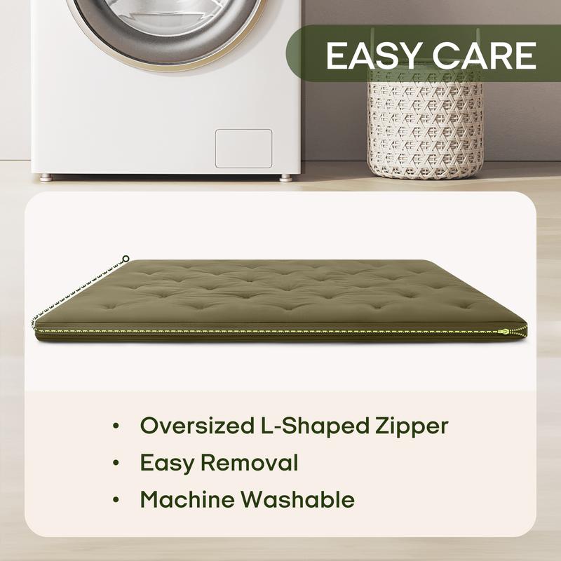Colchón futón plegable ZONLI Classic 100% algodón para suelo, suave y cómodo - Esterilla tatami plegable, cama plegable y compresible para adultos, colchoneta portátil para dormitorio, regalo ideal para la familia, colchón plegable y compresible, regreso