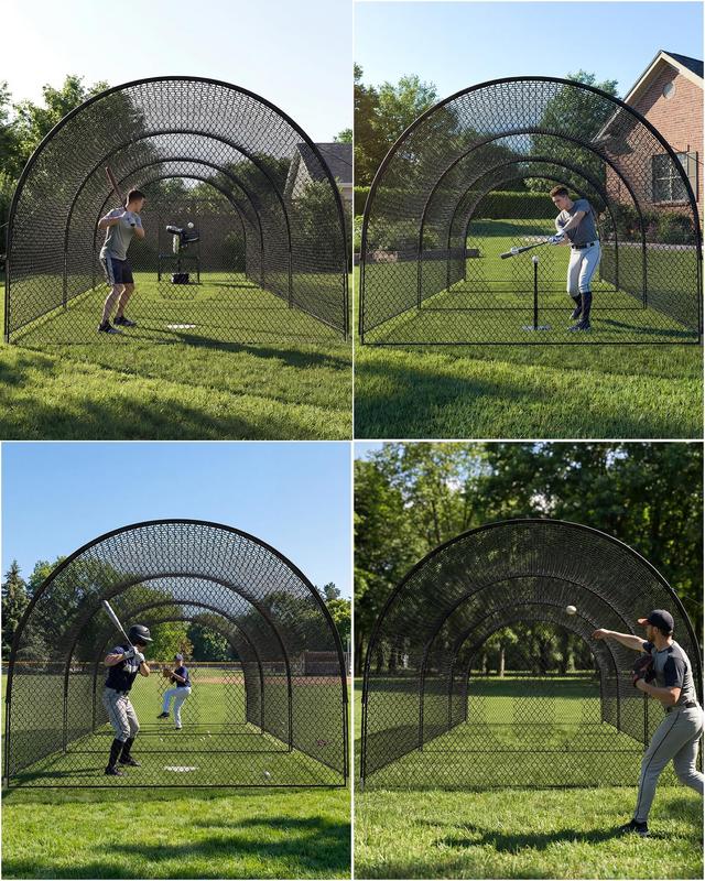 Jaula de bateo de béisbol Garvee de 10 metros con estructura y red - Ideal para entrenamiento en el patio trasero o en el campo, práctica de bateo, lanzamiento y golf.