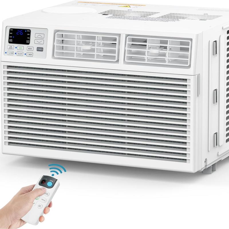 Aire acondicionado de ventana de 5000-14000 BTU, enfría hasta 350 pies cuadrados, 4 modos y 3 velocidades de ventilador, temporizador de 24 horas, control remoto, funcionamiento silencioso, filtro reutilizable summerwins