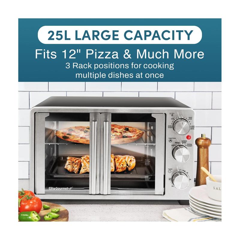Horno de doble puerta Elite Gourmet