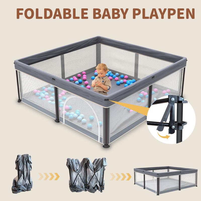 Parque infantil plegable de tela TALECO GEAR (50"x50") - Plegable, portátil, con alfombra, puerta transpirable, 50 pelotas de agua para bebés y niños pequeños (artículos para bebés)