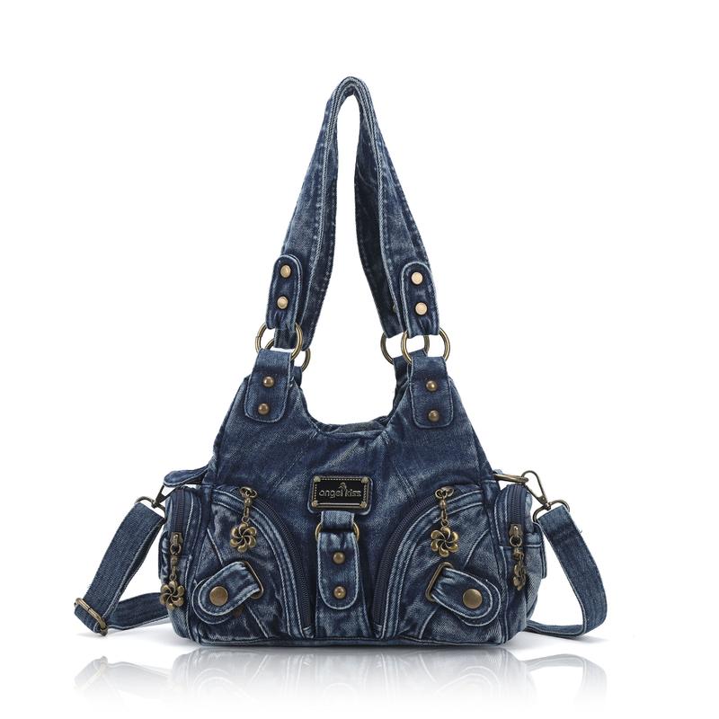 Bolso de mano pequeño y moderno para mujer Angel Kiss - Bolso tote multibolsillos de piel texturizada Vagen con cremallera, bolso de hombro Tramp, bolso Angel Kiss, accesorios para mujer, estilo veraniego