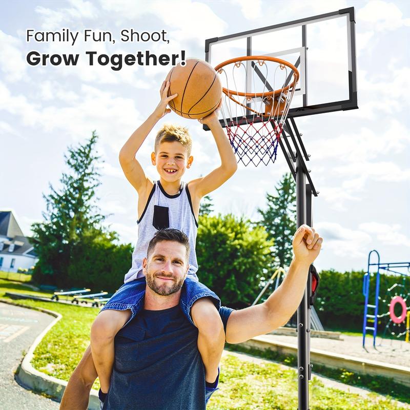 Sistema de aro de baloncesto portátil DAYAGO - Aro de 2,6 m (8,5 pies) de altura ajustable con tableros de 84 cm (33"), ruedas, ideal para entrenamiento infantil, entrada de vehículos y juegos en interiores/exteriores, adultos.