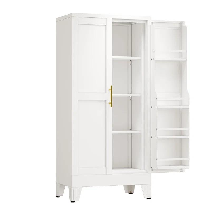 GEITIN Armario de almacenamiento metálico para despensa de cocina de 51,2", armario despensa con puertas y estantes ajustables, armario de almacenamiento de acero para cocina, comedor y sala de estar.