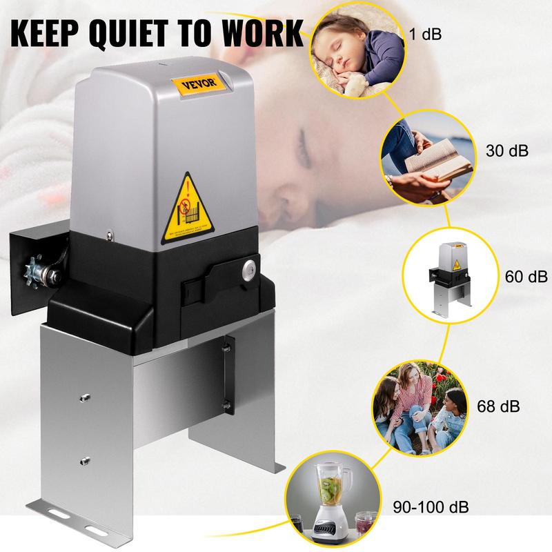 Abridor automático de portón corredizo VEVOR de 1 HP/750 W con capacidad de 3300 lbs, 4 controles remotos, control mediante aplicación inteligente, encendido y apagado automático, cadenas de nailon impermeables - Accesorio para mejoras del hogar inteligen