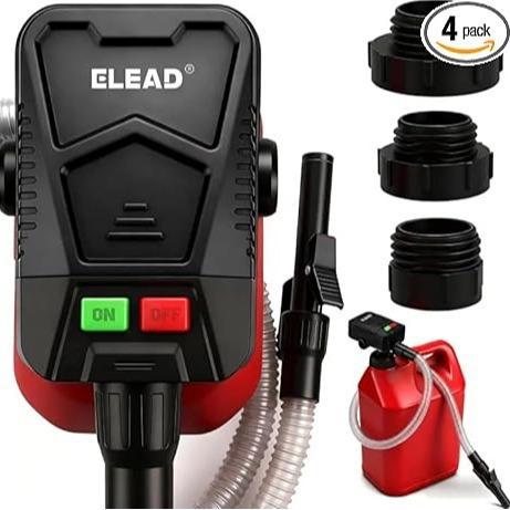 Bomba de transferencia de combustible automática SEDY - Sensor de parada automática, caudal de 3.2 GPM, portátil, juego de 3 adaptadores para bidones de gasolina, tamaño de 4.6 cm/1.8 pulgadas, 4 pilas AA, manguera duradera, herramienta y accesorios para
