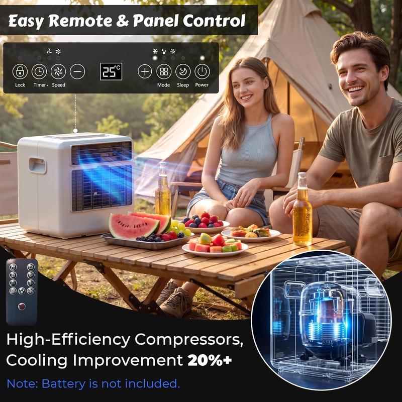 Aire acondicionado portátil Karinear, 3300 BTU (5000 BTU ASHRAE), enfriamiento rápido hasta 16 °C, 3 modos de enfriamiento, temporizador de 24 horas, duradero para camping, caravana, ventilador de refrigeración de aire acondicionado, unidad de aire acondi