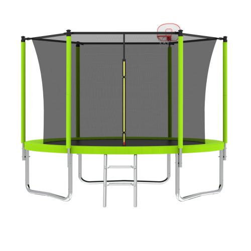 Cama elástica azul de 8/10/12/14 pies para parque infantil, tamaño estándar, con escalera y aro de baloncesto. Cama elástica resistente para exteriores, reforzada y de mayor grosor. Marca: summerwins.