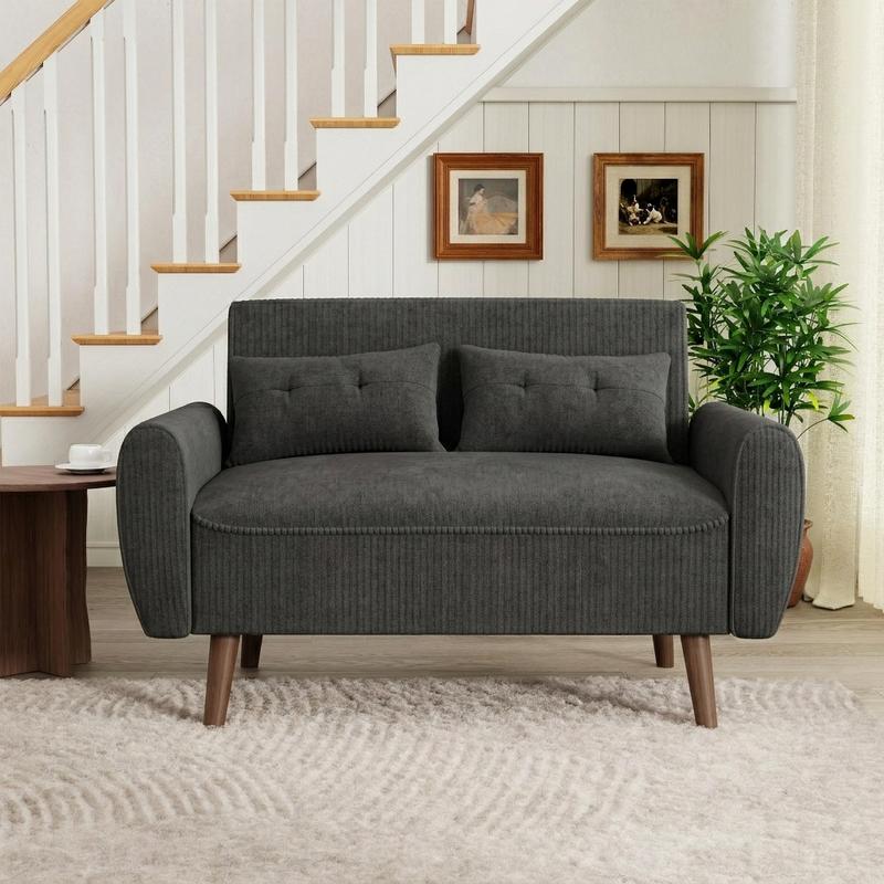 Sofá cama Walsunny Chaise Lounge, sofá de dos plazas moderno y pequeño, sofá diván modular de lujo en tela de lino con cojines de respaldo para sala de estar, apartamento, conjunto de sofá seccional beige