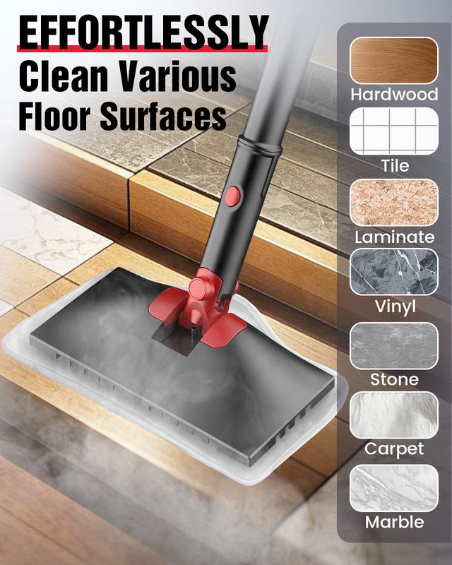 Limpiador a vapor ligero y desmontable para suelos, multisuperficies, 2 modos, 3 niveles de temperatura, máquina resistente para suelos de madera y juntas de baldosas, summerwins