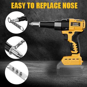 Remachadora eléctrica inalámbrica compatible con batería Dewalt de 20 V (¡¡SIN batería!!), 3 tamaños de remaches de aluminio (1/8", 5/32", 3/16"), con boquilla de kit, herramientas de ferretería industrial de metal summervibes