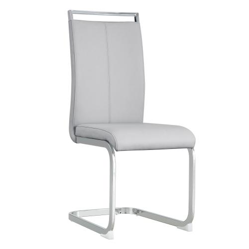 Sillas de comedor modernas, silla lateral tapizada de respaldo alto en piel sintética PU con patas de metal cromado en forma de C para comedor, cocina, tocador, patio, club, silla de oficina para invitados (juego de 4) (blanco + piel sintética PU) Sillón