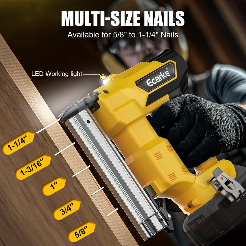 Clavadora inalámbrica de 18 GA de 5/8 a 1-1/4 pulgadas para Dewalt 20V, 【Batería NO incluida】, Pistola de clavos de 18 calibres con 2 modos y 1000 clavos para carpintería de madera, sin escobillas