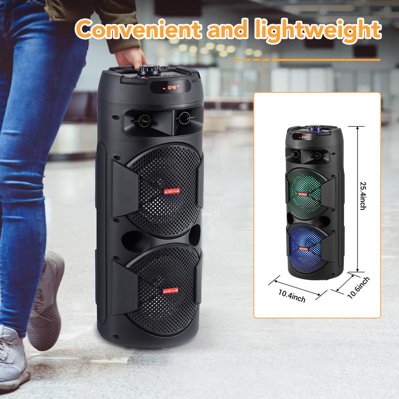 Portable Bluetooth Speaker Dual 6.5" SubWoofer Rechargeable Wireless Speaker Party Sound Box AUX / TWS / FM / Remote Control / Microphone / LED Audio