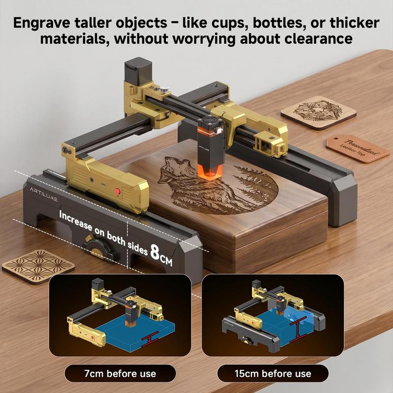 Máquina de grabado láser portátil ARTILUME T1 con control por aplicación, diseño plegable, no requiere montaje, precisión de 0,01 mm, velocidad de 10000 mm/min, graba madera, cuero, acrílico y metal, herramienta de diseño personalizada para proyectos crea