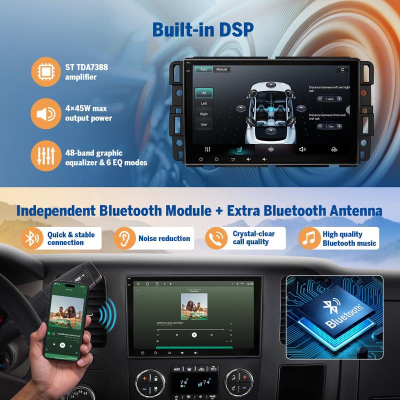 EONON Car Stereo for Chevy GMC Buick Chevrolet Silverado Sierra Suburban Impala Tahoe Avalanche Traverse HHR Acadia Yukon Truck, Wireless CarPlay & Android Auto Car Radio Touch Screen, 8\" Android 14/13 Car head unit, SWC, BT, summerfinds --GMX7A / GMX6S