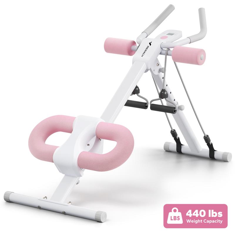 Entrenador abdominal de doble vía con monitor LCD, capacidad de peso de 200 kg, plegable para un fácil almacenamiento, diseño ergonómico de apoyo, tonifica cintura, abdominales, brazos, piernas y caderas, ideal para principiantes en gimnasios en casa y en