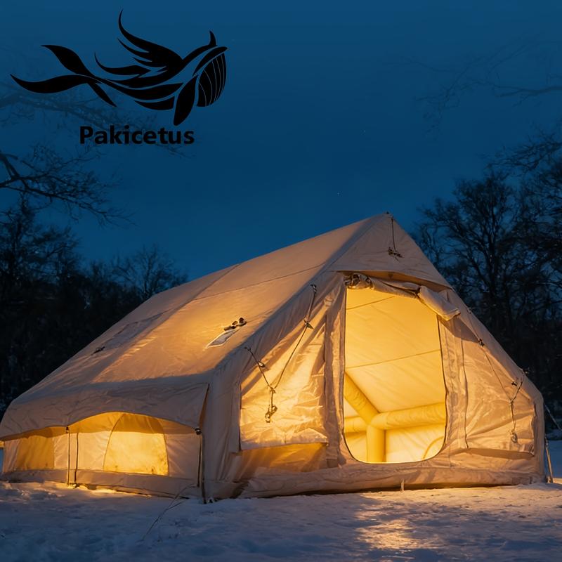 Tienda de campaña inflable grande PAKICETUS con claraboya, ventilación rápida y diseño de malla transpirable, ideal para glamping de verano, con estufa incluida, montaje rápido para familias de 4 a 6 personas, para todas las estaciones, artículos esencial
