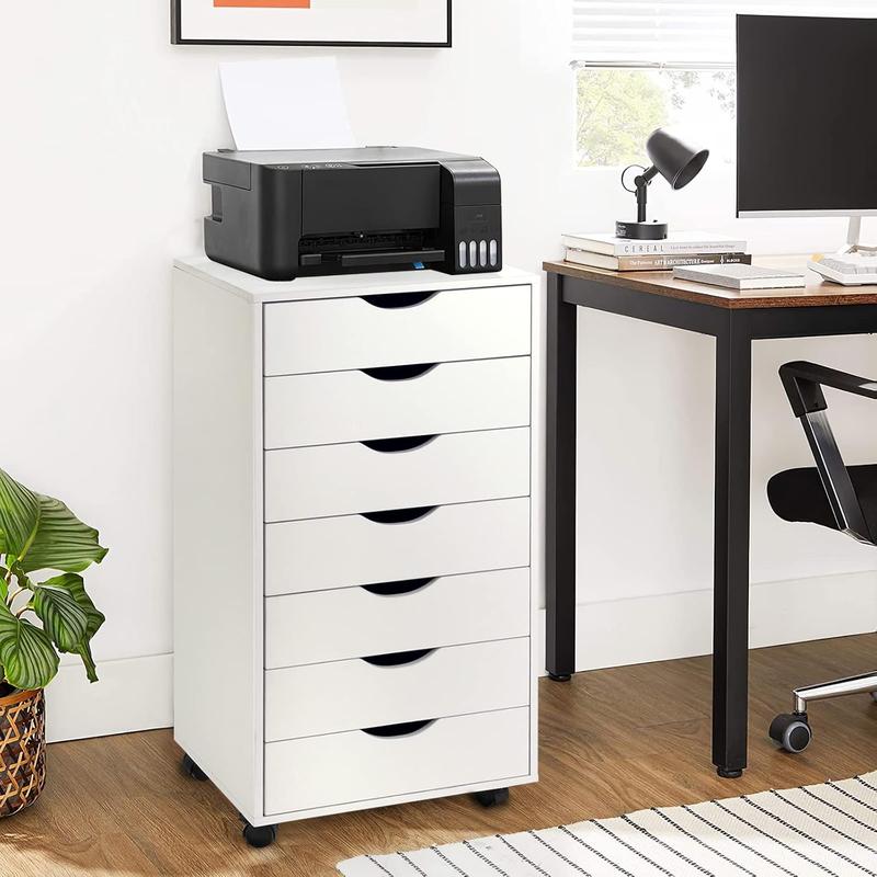 Organizador de almacenamiento VOWNER de 7 cajones, cómoda alta con ruedas, cajones Alex, organizador de tocador para maquillaje, oficina en casa, dormitorio.