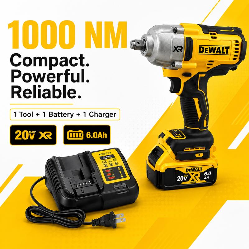 Llave de impacto DeWalt DCF900 20V Max XR sin escobillas, con yunque de 1/2 pulgada y alto par; herramienta inalámbrica de grado profesional.