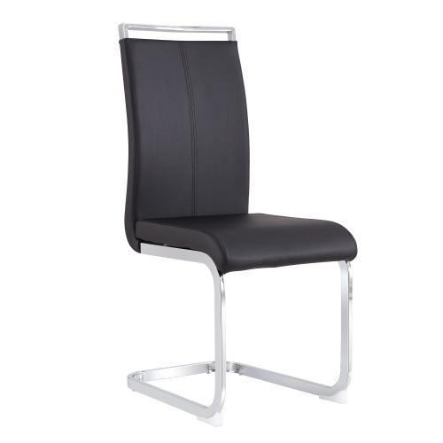Sillas de comedor modernas, silla lateral tapizada de respaldo alto en piel sintética PU con patas de metal cromado en forma de C para comedor, cocina, tocador, patio, club, silla de oficina para invitados (juego de 4) (blanco + piel sintética PU) Sillón