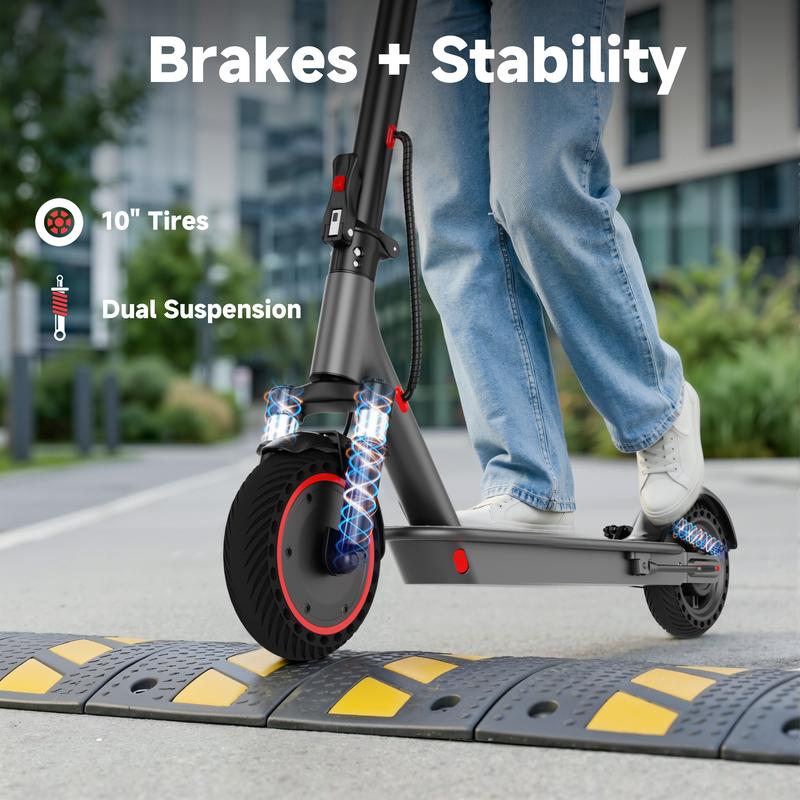 Patinete eléctrico para adultos, motor de 350-500 W, velocidad máxima de 30-35 km/h, autonomía de 34-45 km, neumáticos de 21,5-25,5 cm, patinete eléctrico plegable para adultos equipado con control por aplicación y sistema de doble frenado, plegable y por