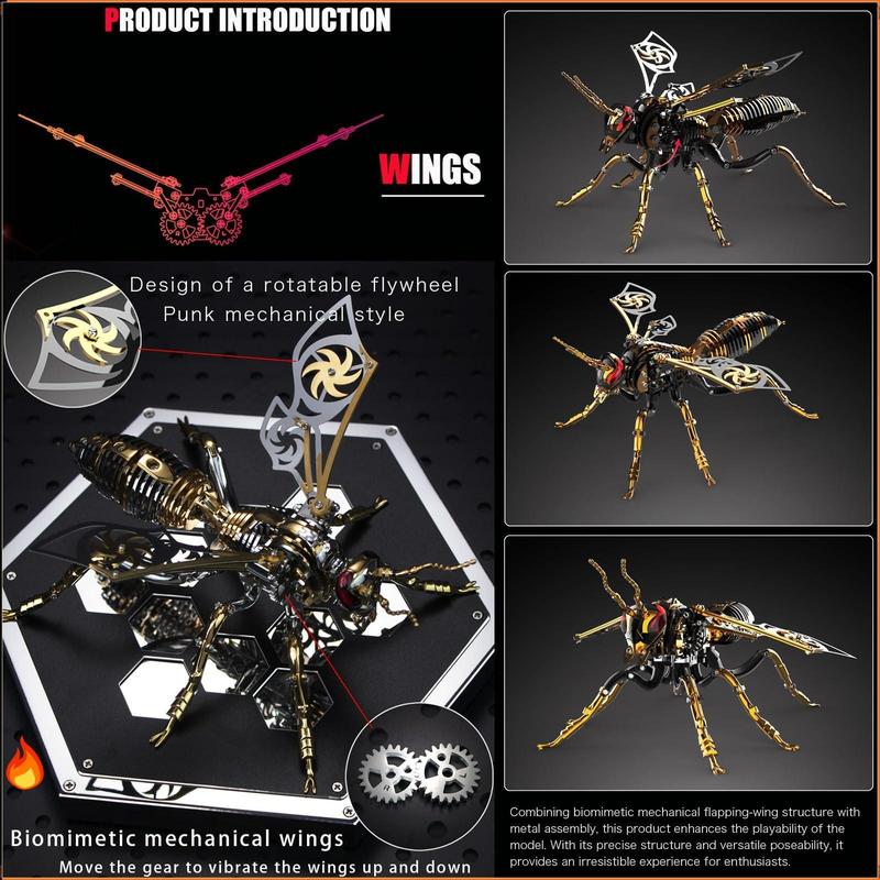 Kit de montaje de modelo metálico 3D de abejorro | Rompecabezas mecha de ciencia ficción #ModeloMetálico3D #KitDeMontaje #CriaturaFantástica #ModeloMecha #RompecabezasMetálico #Steampunk #ColeccionableDIY #DecoraciónDeEscritorio #RegalosParaHombres #Alivi