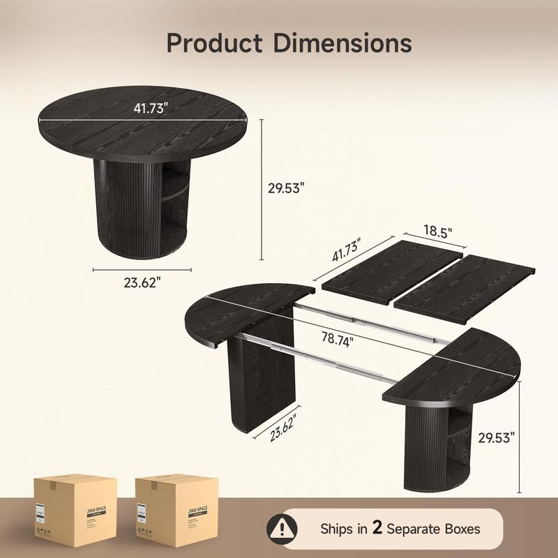 Mesa de comedor de 70,8 pulgadas para 4-6 personas, mesa de comedor ovalada con base de listones de madera curvados y estriados, mesas de cocina modernas de mediados de siglo con almohadillas en las patas, mesas de comedor para sala de estar, comedor