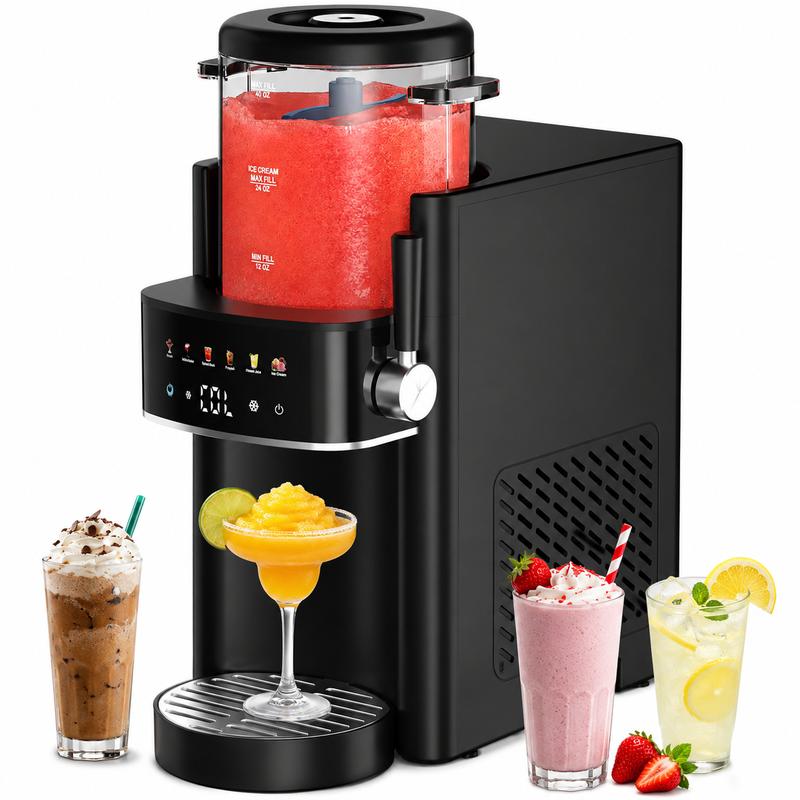 Máquina de granizados y helados S1, máquina para bebidas congeladas sin necesidad de hielo con 6 programas preestablecidos inteligentes, máquina de granizados de mostrador de 1,2 litros para bebidas de verano, margaritas, batidos, frappés, zumos congelado