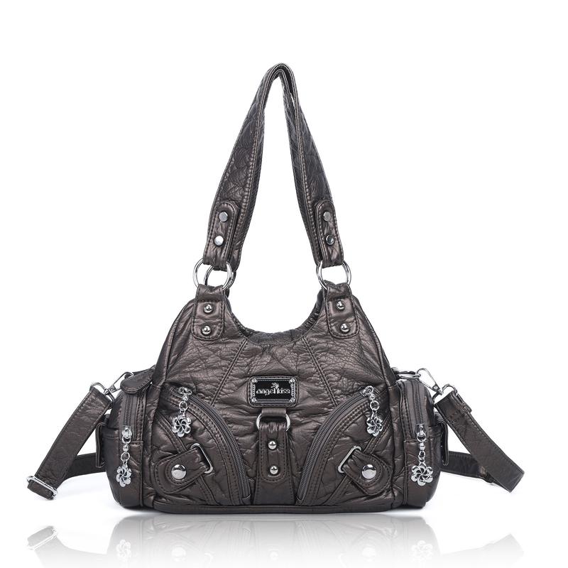 Bolso de mano pequeño y moderno para mujer Angel Kiss - Bolso tote multibolsillos de piel texturizada Vagen con cremallera, bolso de hombro Tramp, bolso Angel Kiss, accesorios para mujer, estilo veraniego