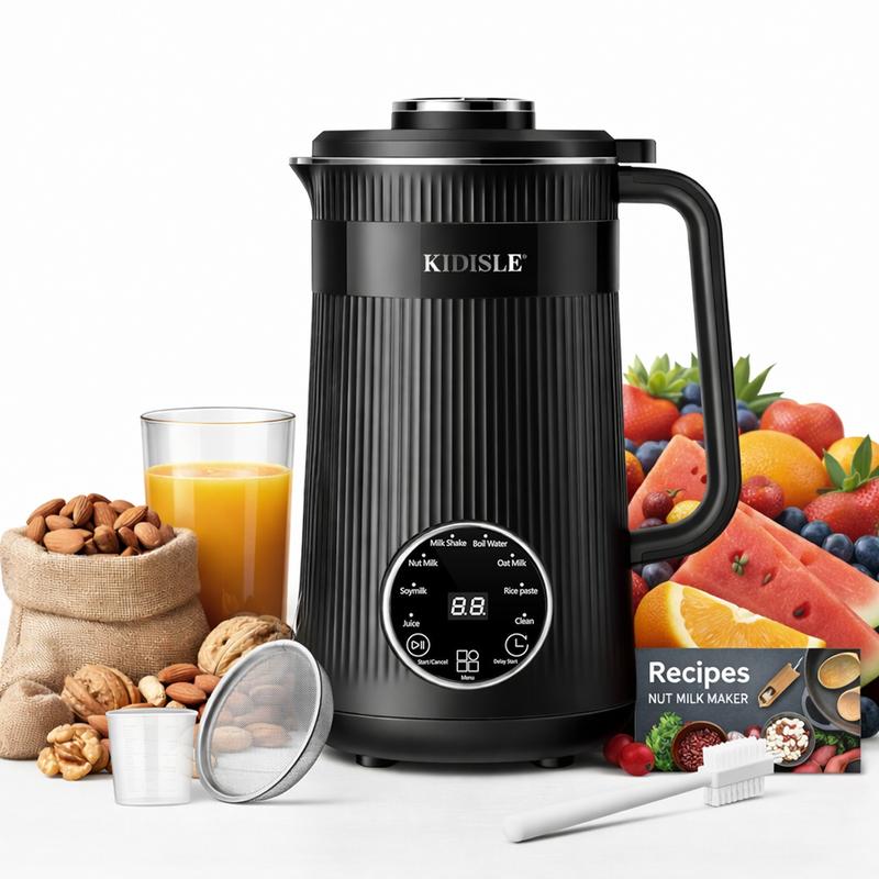 Cafetera y máquina de leche vegetal multifuncional 8 en 1, 946 ml (32 oz), autolimpieza automática, inicio diferido, función para mantener caliente, hierve el agua – Acero inoxidable SummerVibes
