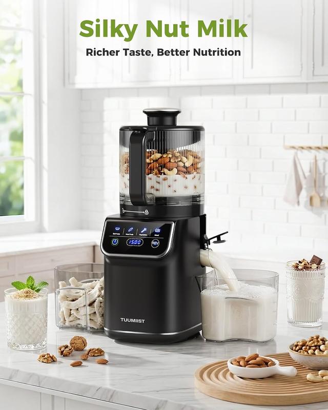 Extractor de jugo de prensado en frío TUUMIIST - Con pantalla táctil de 16,5 cm de ancho o manual, o extractor de jugo de frutas de prensado en frío manual de 18 cm de ancho, para frutas enteras, 30 % más de jugo, alto rendimiento, masticación lenta, gran