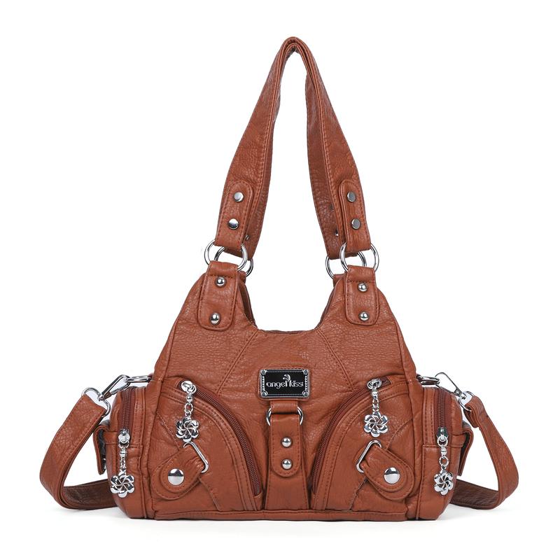 Bolso de mano pequeño y moderno para mujer Angel Kiss - Bolso tote multibolsillos de piel texturizada Vagen con cremallera, bolso de hombro Tramp, bolso Angel Kiss, accesorios para mujer, estilo veraniego