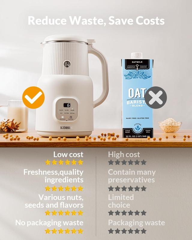 Cafetera y máquina de leche vegetal multifuncional 8 en 1, 946 ml (32 oz), autolimpieza automática, inicio diferido, función para mantener caliente, hierve el agua – Acero inoxidable SummerVibes
