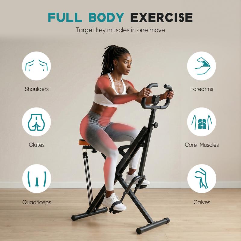 Máquina de remo para glúteos y piernas con pantalla LCD, plegable y con asistencia para sentadillas – Resistencia ajustable para un entrenamiento corporal completo en casa – Equipo de ejercicio compacto
