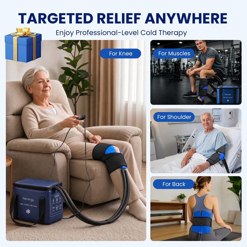 ¡Calidad superior a un precio increíblemente bajo! Máquina de crioterapia, temporizador programable para la rodilla después de una cirugía, máquina de crioterapia portátil con bomba silenciosa, almohadilla fría grande para tobillo, articulaciones del braz