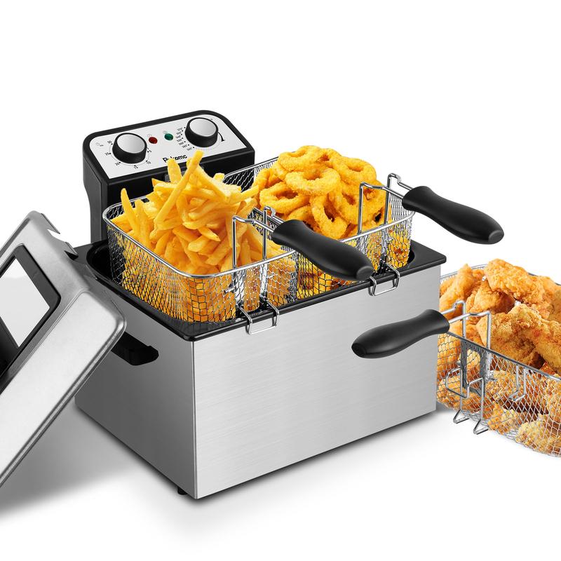 Electrodomésticos de cocina SUSTEAS: Freidora de 1500 W con cesta, olla antiadherente de 1,5/2,6 litros, tapa extraíble, cocina eléctrica de fácil limpieza.