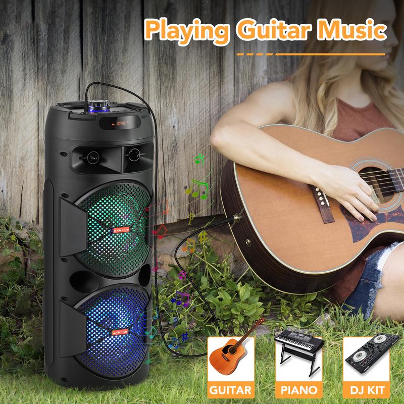Portable Bluetooth Speaker Dual 6.5" SubWoofer Rechargeable Wireless Speaker Party Sound Box AUX / TWS / FM / Remote Control / Microphone / LED Audio